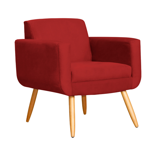 Poltrona Decorativa Cristal Suede Cores - Ds Estofados - Verm