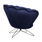 Poltrona Decorativa Crown Pés Borboleta Giratório Veludo Azul