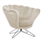 Poltrona Decorativa Crown Pés Borboleta Giratório Veludo Bege