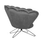 Poltrona Decorativa Crown Pés Borboleta Giratório Veludo Cinz