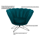 Poltrona Decorativa Crown Pés Borboleta Giratório Veludo Turq