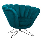 Poltrona Decorativa Crown Pés Borboleta Giratório Veludo Turq