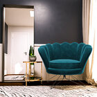 Poltrona Decorativa Crown Pés Borboleta Giratório Veludo Turq