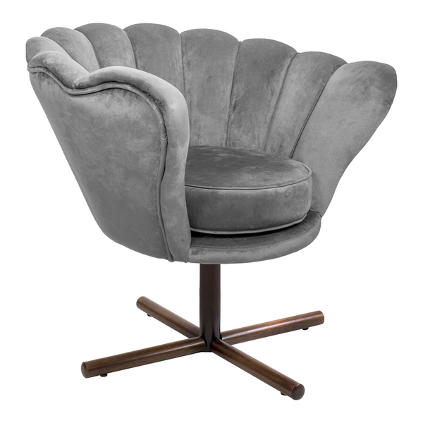 Poltrona Decorativa Crown Pés Castanho Xis Giratório Veludo C
