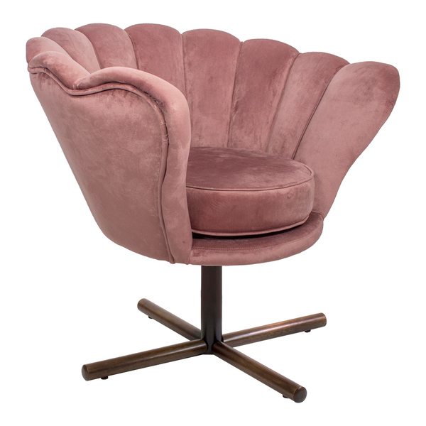 Poltrona Decorativa Crown Pés Castanho Xis Giratório Veludo R