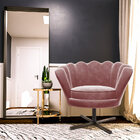 Poltrona Decorativa Crown Pés Castanho Xis Giratório Veludo R