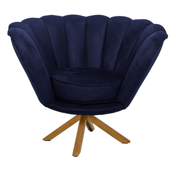 Poltrona Decorativa Crown Pés Madeira/aço Giratório Veludo Az