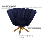 Poltrona Decorativa Crown Pés Madeira/aço Giratório Veludo Az