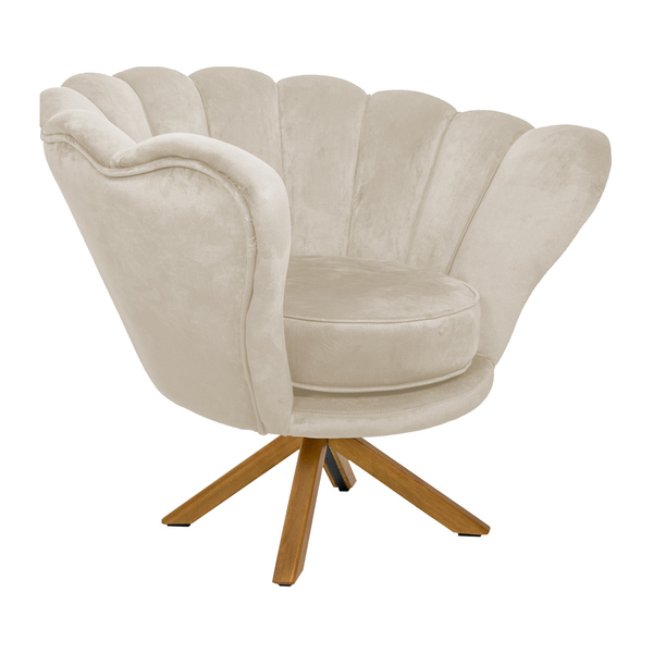 Poltrona Decorativa Crown Pés Madeira/aço Giratório Veludo Be