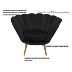 Poltrona Decorativa Crown Pés Palito Madeira Veludo Preto G15
