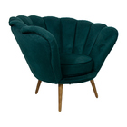 Poltrona Decorativa Crown Pés Palito Madeira Veludo Verde G15