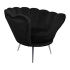 Poltrona Decorativa Crown Pés Palito Polido Veludo Preto G15