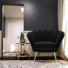 Poltrona Decorativa Crown Pés Palito Polido Veludo Preto G15