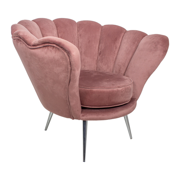 Poltrona Decorativa Crown Pés Palito Polido Veludo Rosa G15 -