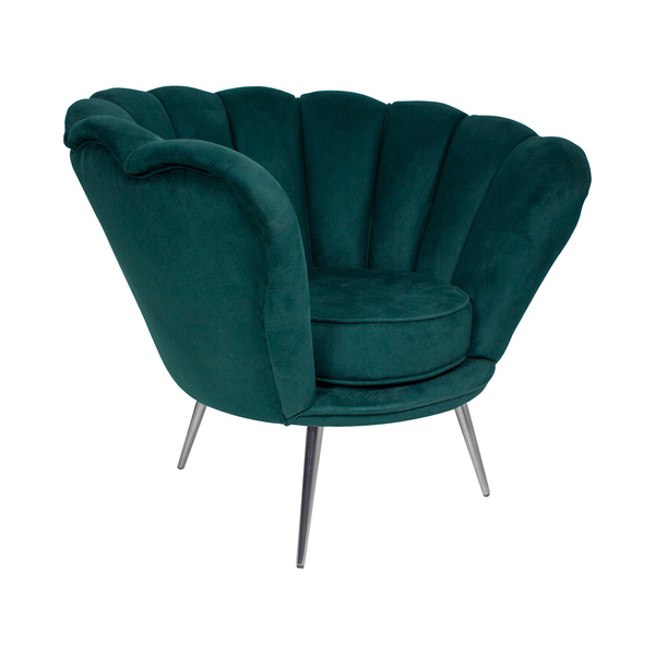 Poltrona Decorativa Crown Pés Palito Polido Veludo Verde G15