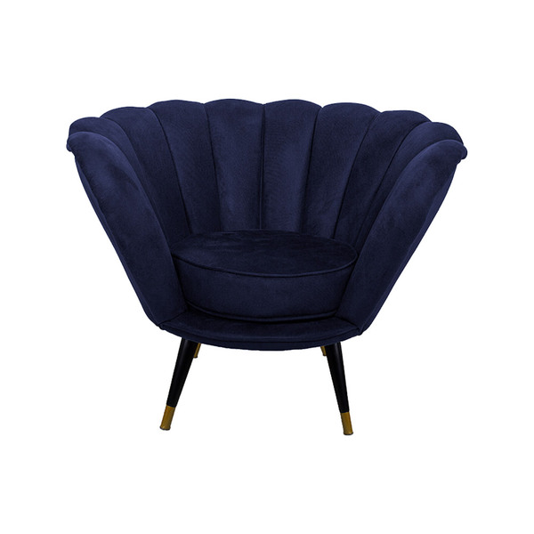 Poltrona Decorativa Crown Pés Palito Ponteira Gold Veludo Azu