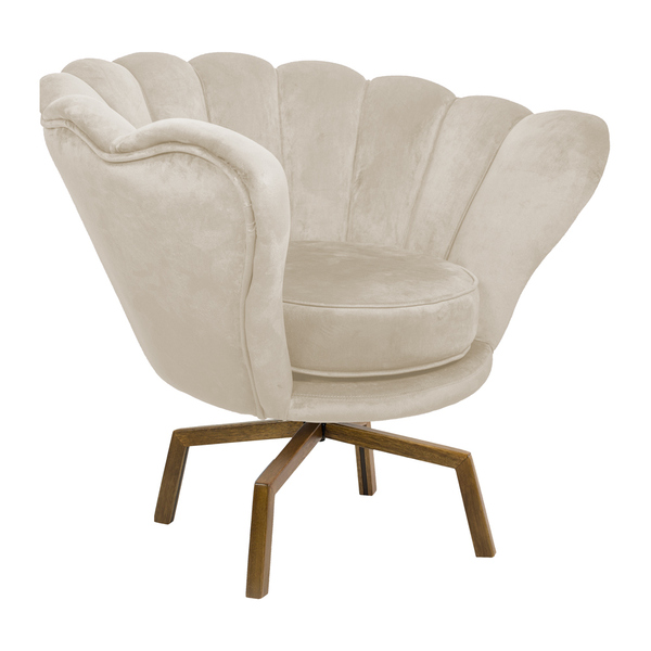Poltrona Decorativa Crown Pés Spider Giratório Veludo Bege G1