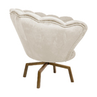 Poltrona Decorativa Crown Pés Spider Giratório Veludo Bege G1