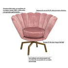 Poltrona Decorativa Crown Pés Spider Giratório Veludo Rosa G1