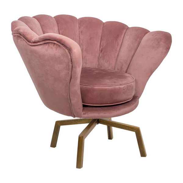 Poltrona Decorativa Crown Pés Spider Giratório Veludo Rosa G1