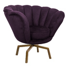 Poltrona Decorativa Crown Pés Spider Giratório Veludo Roxo G1
