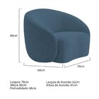 Poltrona Decorativa Curva Sala Recepção Alemanha Linho Azul R