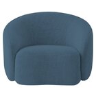 Poltrona Decorativa Curva Sala Recepção Alemanha Linho Azul R