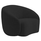 Poltrona Decorativa Curva Sala Recepção Alemanha Linho Preto