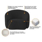 Poltrona Decorativa Curva Sala Recepção Alemanha Linho Preto