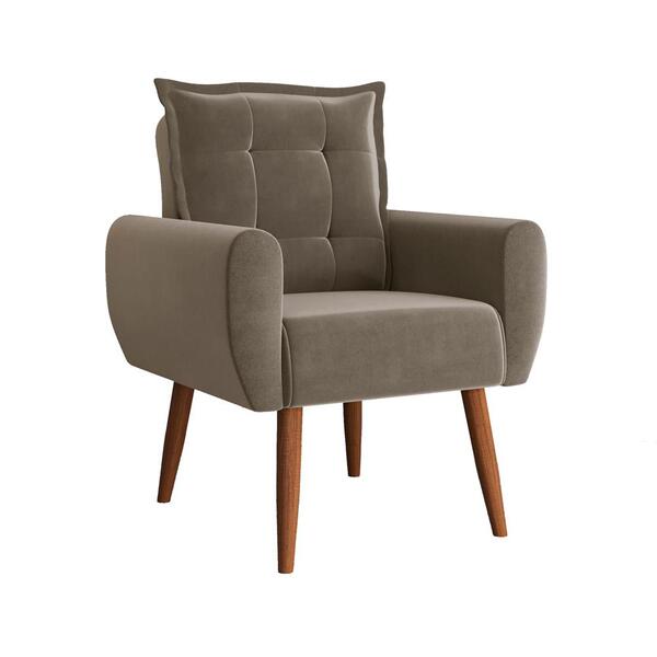 Poltrona Decorativa Dakota Para Sala Recepção Com Pés Madeira