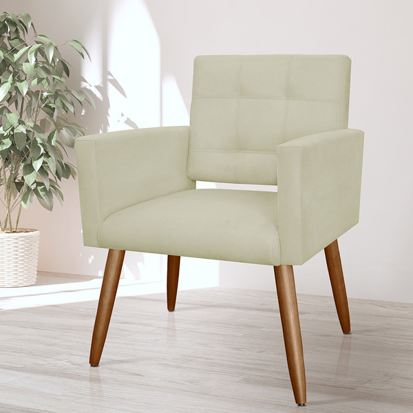 Poltrona Decorativa Dália Para Sala E Quarto Pés Palito Suede