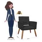 Poltrona Decorativa Dália Para Sala E Quarto Pés Palito Suede