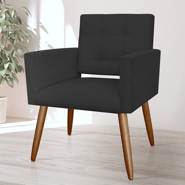 Poltrona Decorativa Dália Para Sala E Quarto Pés Palito Suede