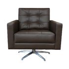 Poltrona Decorativa Dalila Base Giratória Couro Capucino - Gr