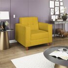Poltrona Decorativa Dallas Suede Maranata Móveis Amarelo