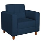 Poltrona Decorativa Dallas Suede Maranata Móveis Azul Marinho