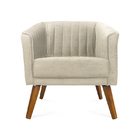 Poltrona Decorativa Daphne Pés Palito Suede Bege Carolina Est