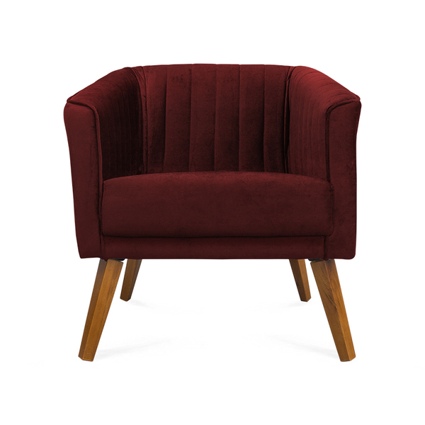 Poltrona Decorativa Daphne Pés Palito Suede Bordô Carolina Es