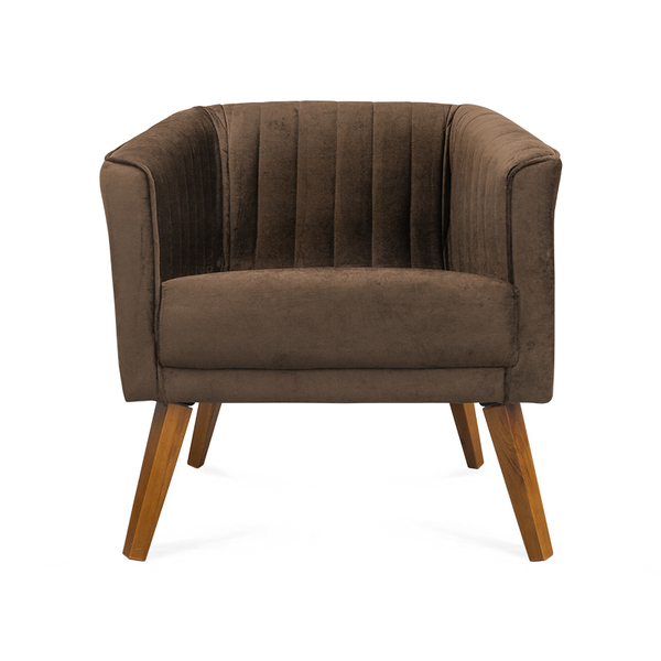 Poltrona Decorativa Daphne Pés Palito Suede Marrom Carolina E