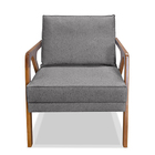 Poltrona Decorativa De Luxo Frida Linho Cinza G63 - Gran Belo