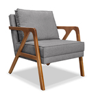 Poltrona Decorativa De Luxo Frida Linho Cinza G63 - Gran Belo