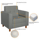 Poltrona Decorativa Denver Corano Cinza - Doce Sonho Móveis