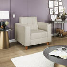 Poltrona Decorativa Denver Linho Bege - Amarena Móveis