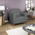 Poltrona Decorativa Denver Suede Cinza - Amarena Móveis