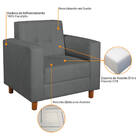 Poltrona Decorativa Denver Suede Cinza - Doce Sonho Móveis