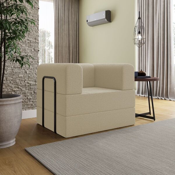 Poltrona Decorativa Diamante Modular Sala Linho Para Sala Lin