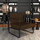 Poltrona Decorativa Dinamarca Industrial Preto/sued.marrom -