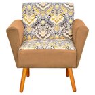 Poltrona Decorativa Dora Estampado D77 Com Suede Caramelo Sis