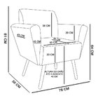 Poltrona Decorativa Dora Suede Azul Turquesa - D'rossi