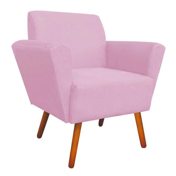 Poltrona Decorativa Dora Suede Rosa Bebê - D'rossi